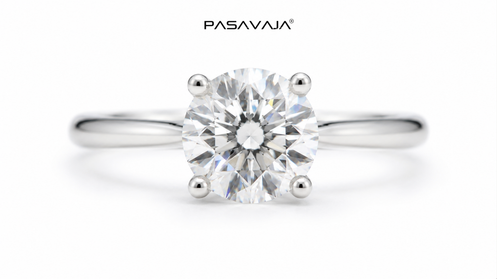 Natural round cut diamond GIA Excellent cut in platinum solitaire setting