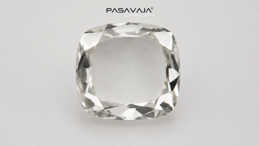 Portrait cut diamond face-up flat table minimal faceting