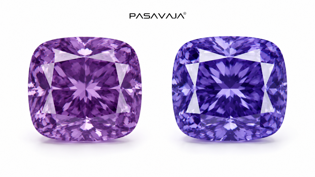 Purple diamond vs violet diamond color comparison